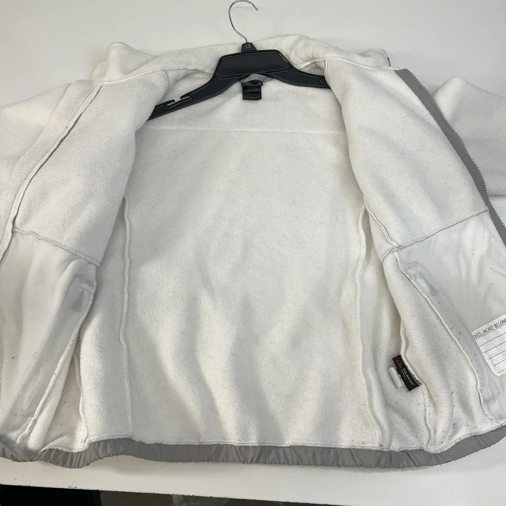 The North Face Jacket Girls 14/16‎ White Gray Fleece Zip Polartec Classic
